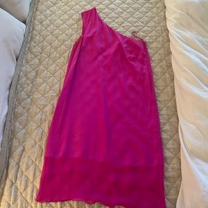 Tibi one-shoulder HOT pink dress